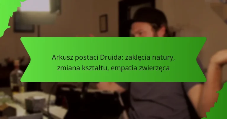 Arkusz postaci Druida: zaklęcia natury, zmiana kształtu, empatia zwierzęca