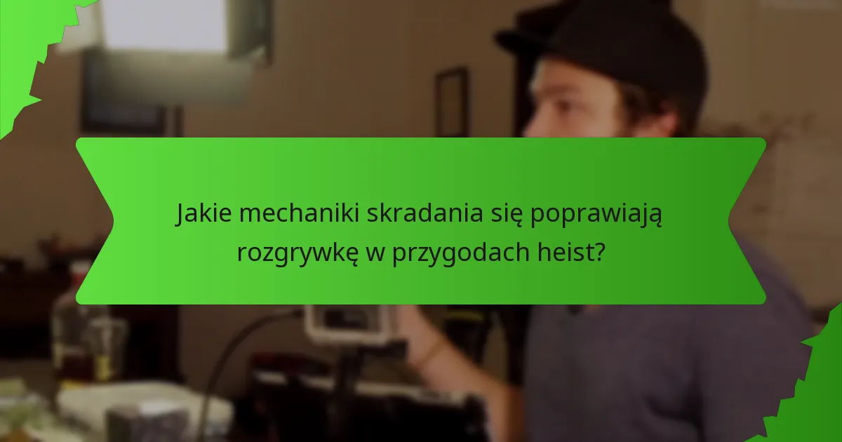 Jakie mechaniki skradania się poprawiają rozgrywkę w przygodach heist?